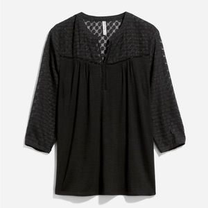 Sweet Grey McCarthy Woven Sleeve Knit Top